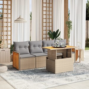 Maison exclusive - salon de jardin avec coussins 5 pcs beige résine tressée