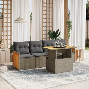 Maison exclusive - salon de jardin 5 pcs avec coussins gris résine tressée