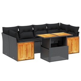 Maison exclusive - salon de jardin 7 pcs avec coussins noir résine tressée