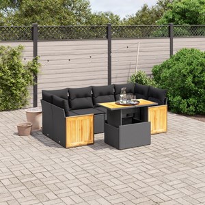 Maison exclusive - salon de jardin 7 pcs avec coussins noir résine tressée