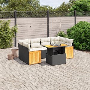 Maison exclusive - salon de jardin 7 pcs avec coussins noir résine tressée