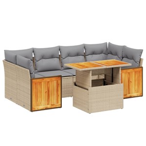Maison exclusive - salon de jardin avec coussins 7 pcs beige résine tressée