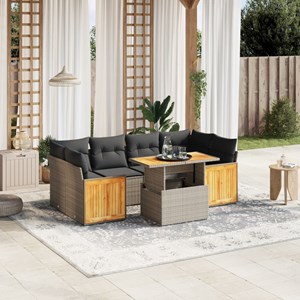 Maison exclusive - salon de jardin avec coussins 7 pcs gris résine tressée
