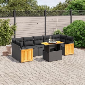 Maison exclusive - salon de jardin 8 pcs avec coussins noir résine tressée
