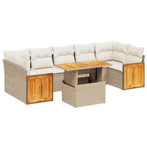 Maison exclusive - salon de jardin avec coussins 8 pcs beige résine tressée