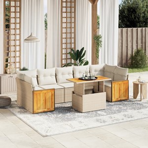 Maison exclusive - salon de jardin avec coussins 8 pcs beige résine tressée