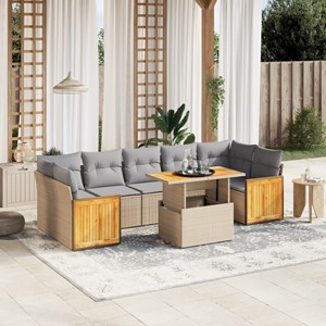 Maison exclusive - salon de jardin avec coussins 8 pcs beige résine tressée