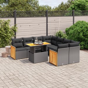 Maison exclusive - salon de jardin 9 pcs avec coussins noir résine tressée