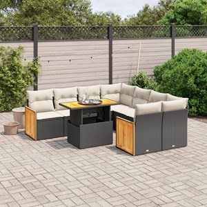 Maison exclusive - salon de jardin 9 pcs avec coussins noir résine tressée