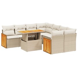 Maison exclusive - salon de jardin avec coussins 9 pcs beige résine tressée