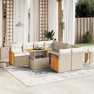 Maison exclusive - salon de jardin avec coussins 9 pcs beige résine tressée