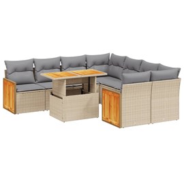 Maison exclusive - salon de jardin avec coussins 9 pcs beige résine tressée