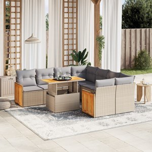 Maison exclusive - salon de jardin avec coussins 9 pcs beige résine tressée
