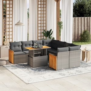 Maison exclusive - salon de jardin 9 pcs avec coussins gris résine tressée