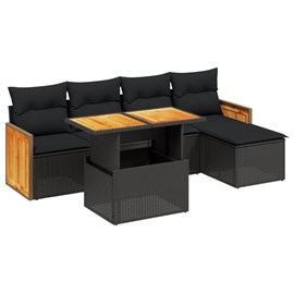 Maison exclusive - salon de jardin 6 pcs avec coussins noir résine tressée