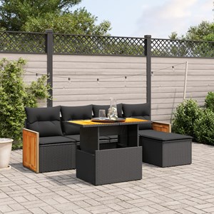 Maison exclusive - salon de jardin 6 pcs avec coussins noir résine tressée