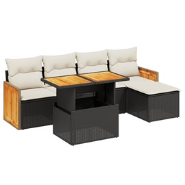 Maison exclusive - salon de jardin 6 pcs avec coussins noir résine tressée