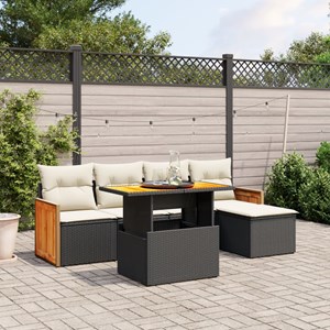 Maison exclusive - salon de jardin 6 pcs avec coussins noir résine tressée
