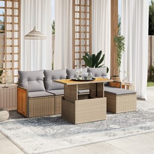 Maison exclusive - salon de jardin avec coussins 6 pcs beige résine tressée