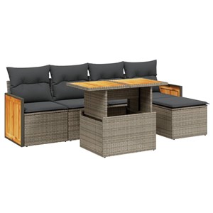 Maison exclusive - salon de jardin 6 pcs avec coussins gris résine tressée