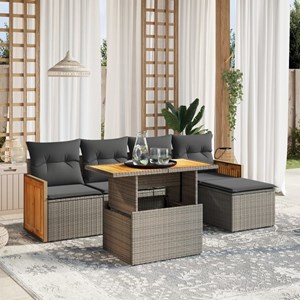 Maison exclusive - salon de jardin 6 pcs avec coussins gris résine tressée