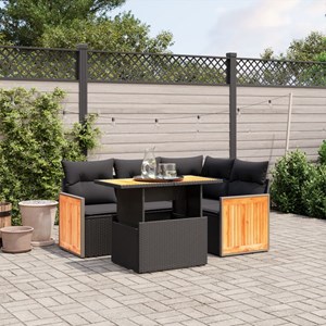 Maison exclusive - salon de jardin 5 pcs avec coussins noir résine tressée