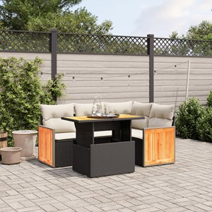 Maison exclusive - salon de jardin 5 pcs avec coussins noir résine tressée
