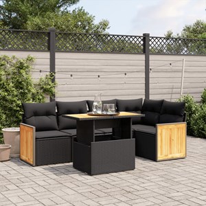 Maison exclusive - salon de jardin 6 pcs avec coussins noir résine tressée