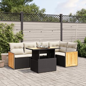 Maison exclusive - salon de jardin 6 pcs avec coussins noir résine tressée