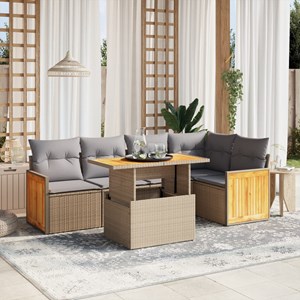 Maison exclusive - salon de jardin avec coussins 6 pcs beige résine tressée
