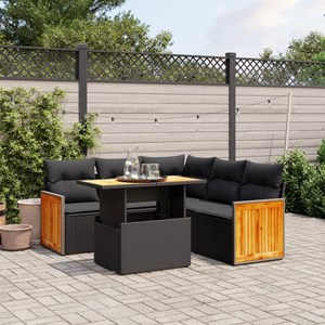 Maison exclusive - salon de jardin 6 pcs avec coussins noir résine tressée