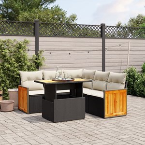 Maison exclusive - salon de jardin 6 pcs avec coussins noir résine tressée