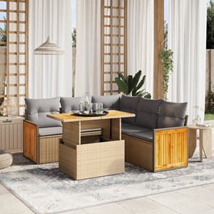 Maison exclusive - salon de jardin avec coussins 6 pcs beige résine tressée