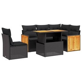 Maison exclusive - salon de jardin 6 pcs avec coussins noir résine tressée