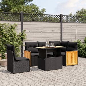 Maison exclusive - salon de jardin 6 pcs avec coussins noir résine tressée