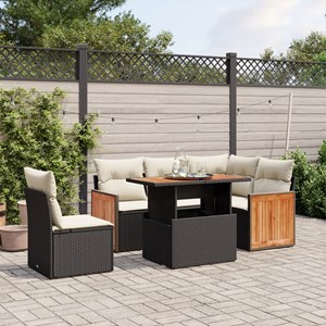Maison exclusive - salon de jardin 6 pcs avec coussins noir résine tressée