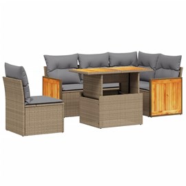 Maison exclusive - salon de jardin avec coussins 6 pcs beige résine tressée