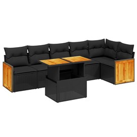 Maison exclusive - salon de jardin 7 pcs avec coussins noir résine tressée