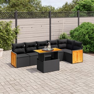 Maison exclusive - salon de jardin 7 pcs avec coussins noir résine tressée