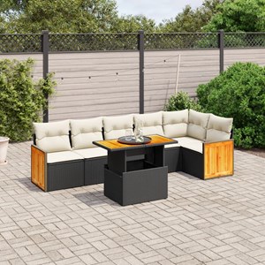 Maison exclusive - salon de jardin 7 pcs avec coussins noir résine tressée