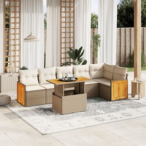 Maison exclusive - salon de jardin avec coussins 7 pcs beige résine tressée