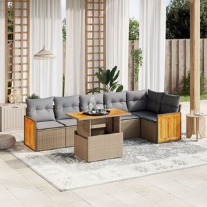 Maison exclusive - salon de jardin avec coussins 7 pcs beige résine tressée