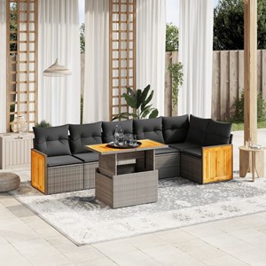 Maison exclusive - salon de jardin avec coussins 7 pcs gris résine tressée