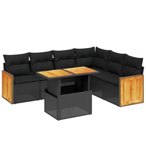 Maison exclusive - salon de jardin 7 pcs avec coussins noir résine tressée