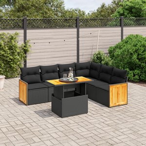 Maison exclusive - salon de jardin 7 pcs avec coussins noir résine tressée