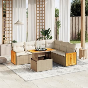 Maison exclusive - salon de jardin avec coussins 7 pcs beige résine tressée