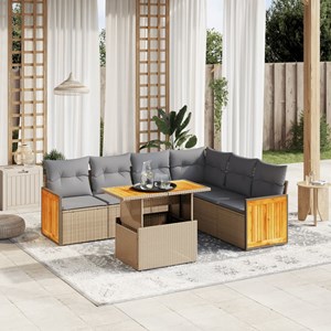 Maison exclusive - salon de jardin avec coussins 7 pcs beige résine tressée