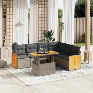 Maison exclusive - salon de jardin avec coussins 7 pcs gris résine tressée