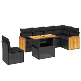 Maison exclusive - salon de jardin 7 pcs avec coussins noir résine tressée