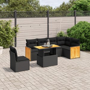 Maison exclusive - salon de jardin 7 pcs avec coussins noir résine tressée